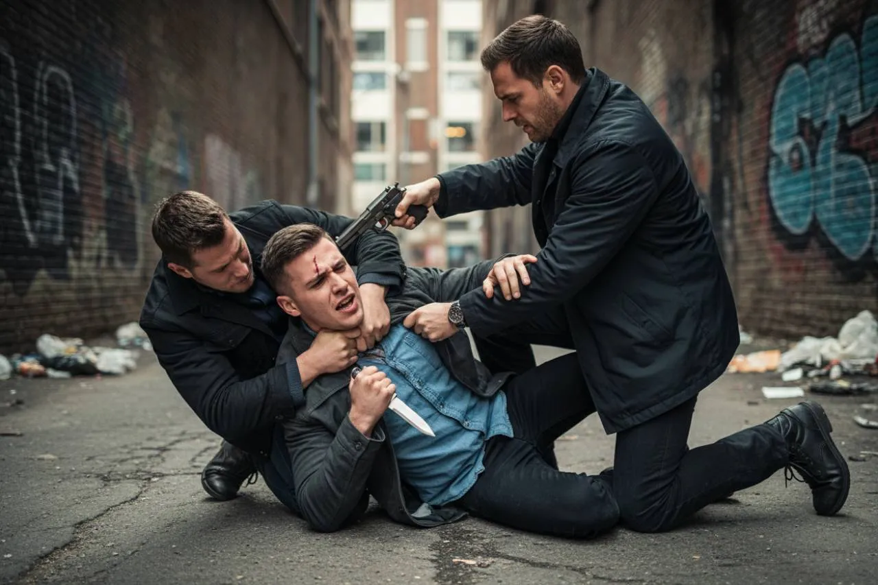 Scena di un'aggressione in strada