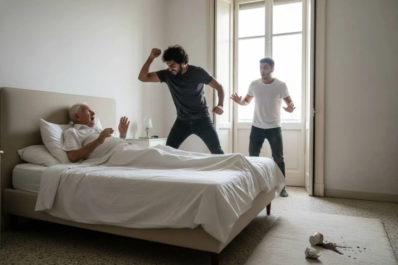 I drammatici momenti dell'aggressione e la reazione del figlio