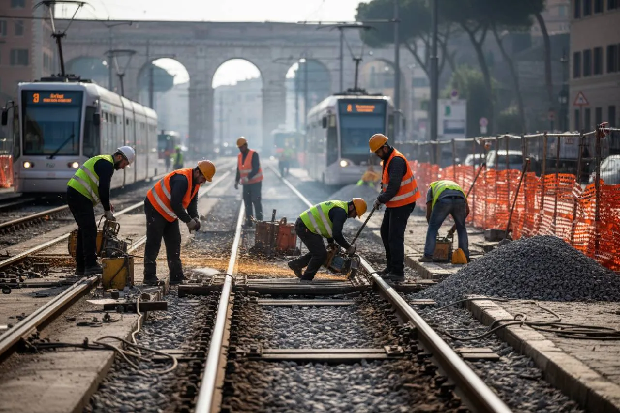 Il motivo dello stop: binari in manutenzione