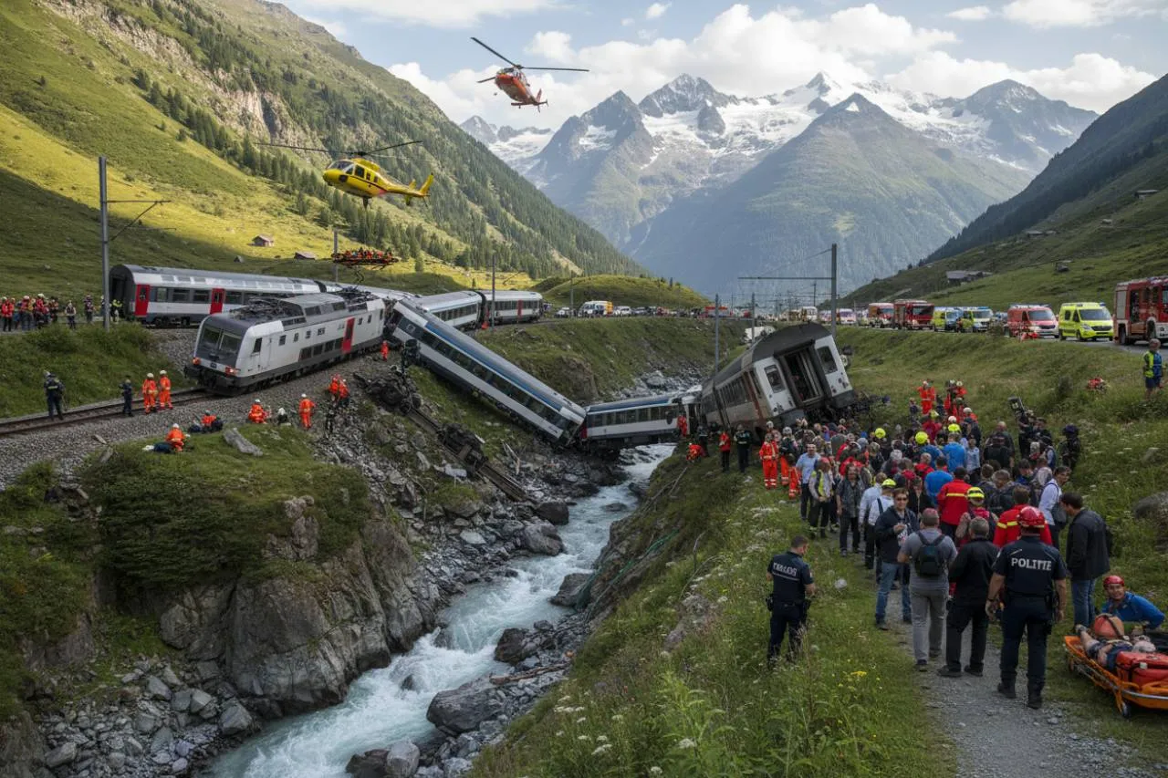 Il deragliamento del treno nel Cantone Vallese